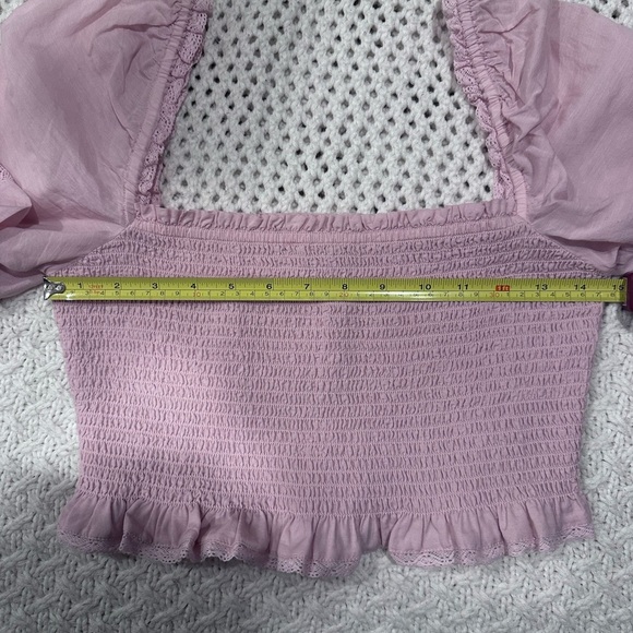 Wilfred WOMENS PINK MEDIUM Puff sleeves Crop Blouse - Picture 7 of 12